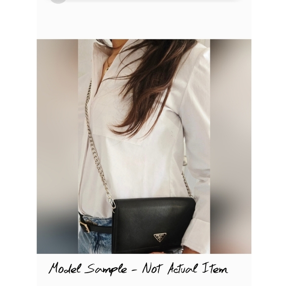 Authentic PRADA Logo Saffiano Leather Pink Gold Bifold Wallet Clutch Holder WOC - Picture 14 of 14